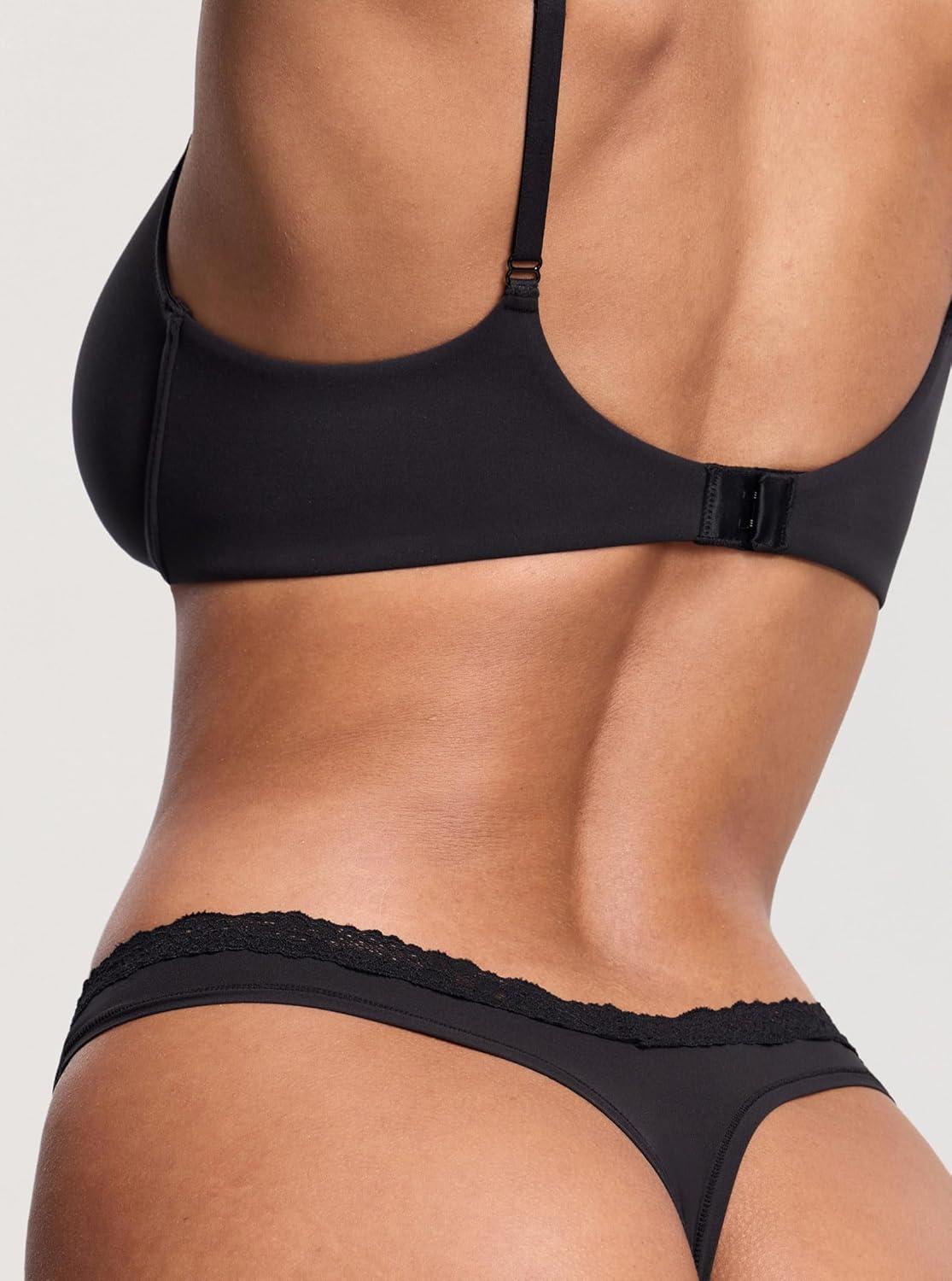 imageDOBREVA Sexy Lace Thongs Breathable Seamless Underwear for Women Comfortable Vwaisted Soft Panty 3 PackBasic 07 3pack