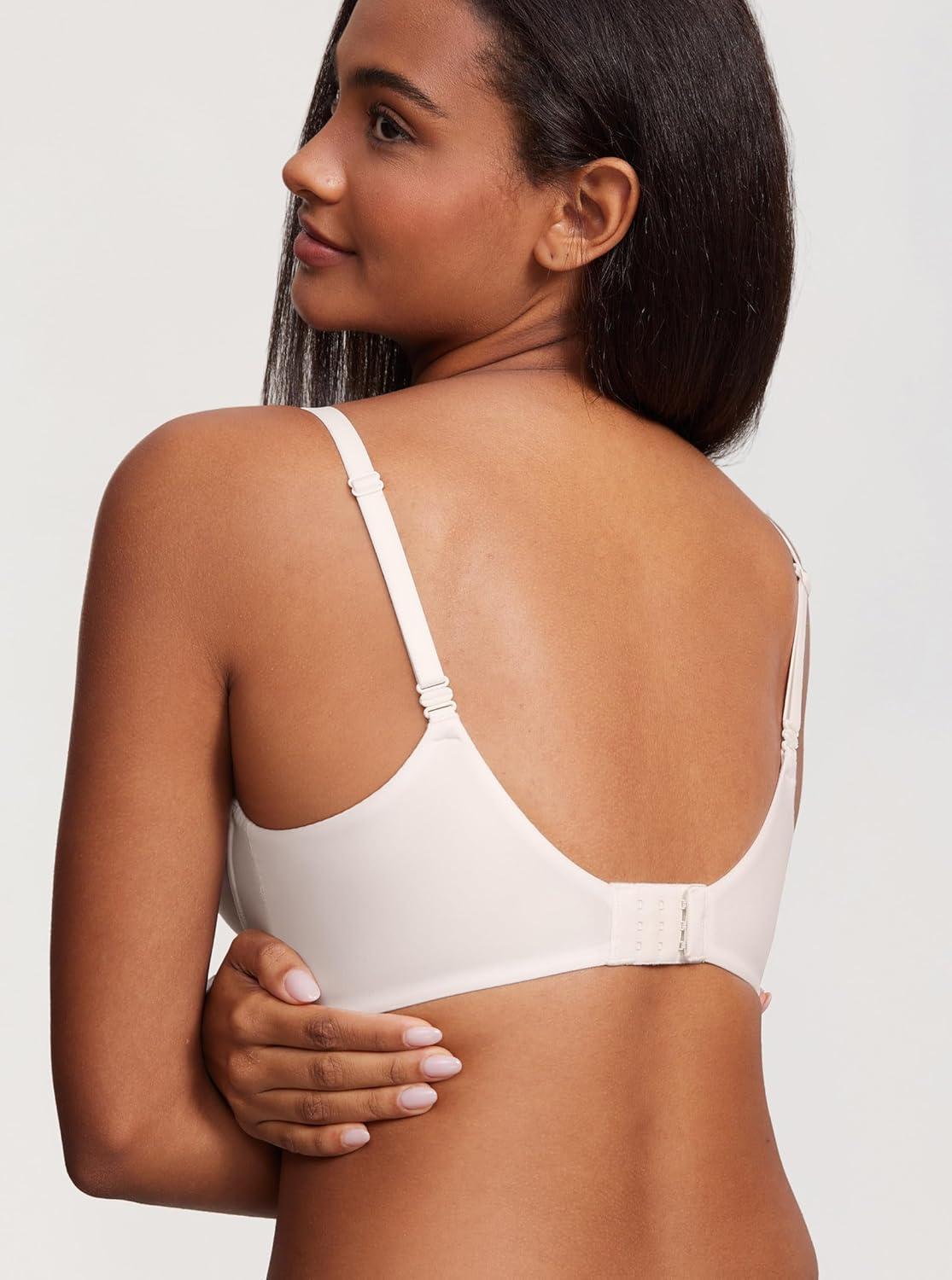 imageDOBREVA Womens Push Up Wireless Bra Padded T Shirt Bras No Underwire Plunge BraletteCoconut White