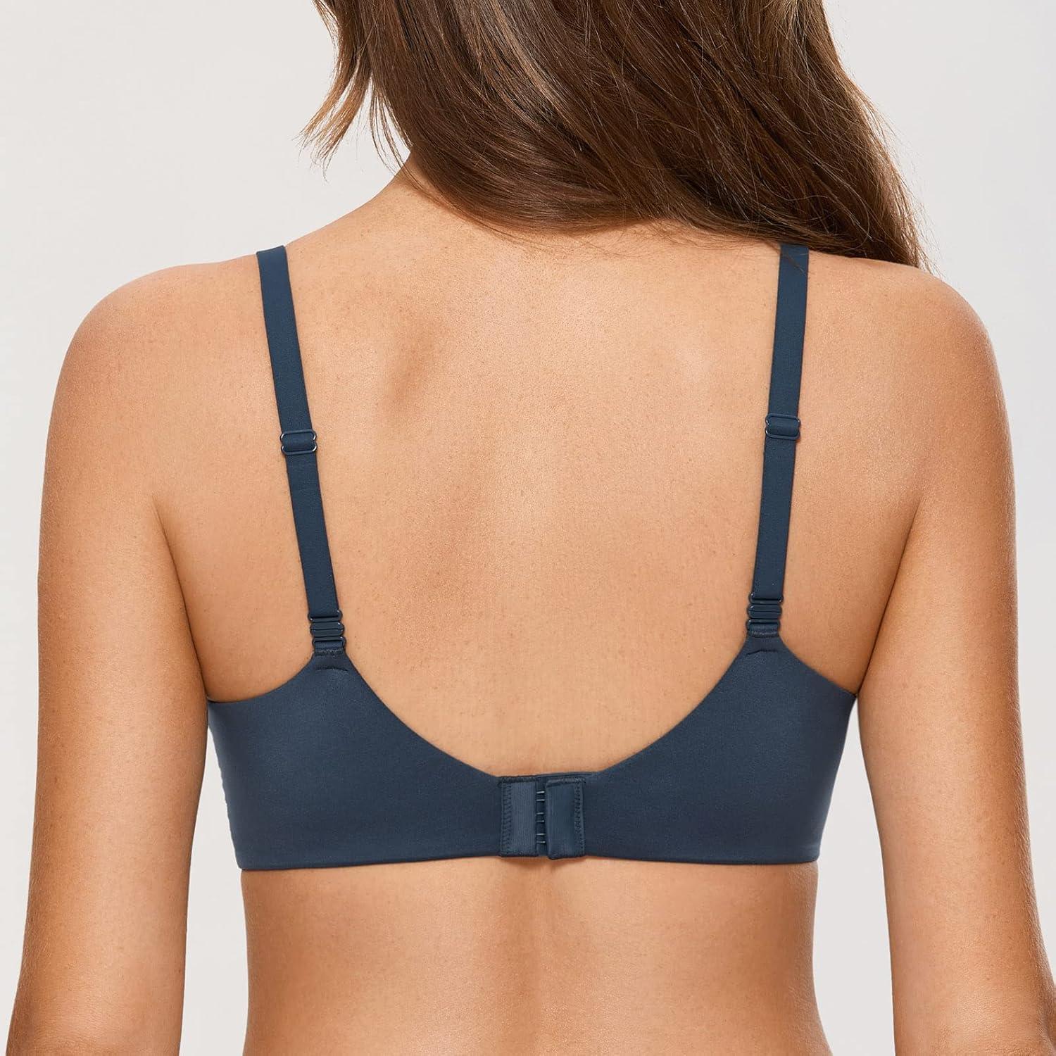 imageDOBREVA Womens Push Up Wireless Bra Padded T Shirt Bras No Underwire Plunge BraletteSargasso