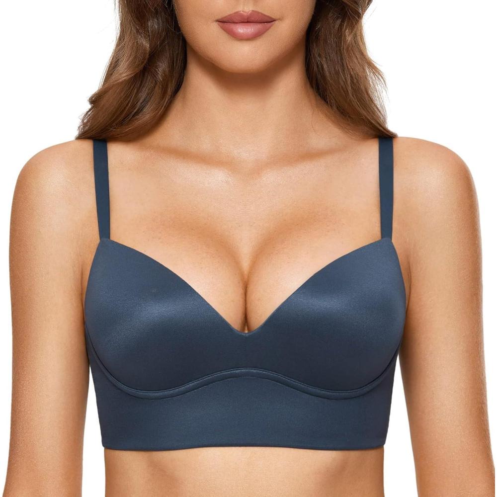 imageDOBREVA Womens Push Up Wireless Bra Padded T Shirt Bras No Underwire Plunge BraletteSargasso