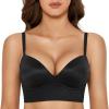 imageDOBREVA Womens Push Up Wireless Bra Padded T Shirt Bras No Underwire Plunge BraletteBlack