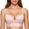 imageDOBREVA Womens Push Up Wireless Bra Padded T Shirt Bras No Underwire Plunge BraletteGentle Rose
