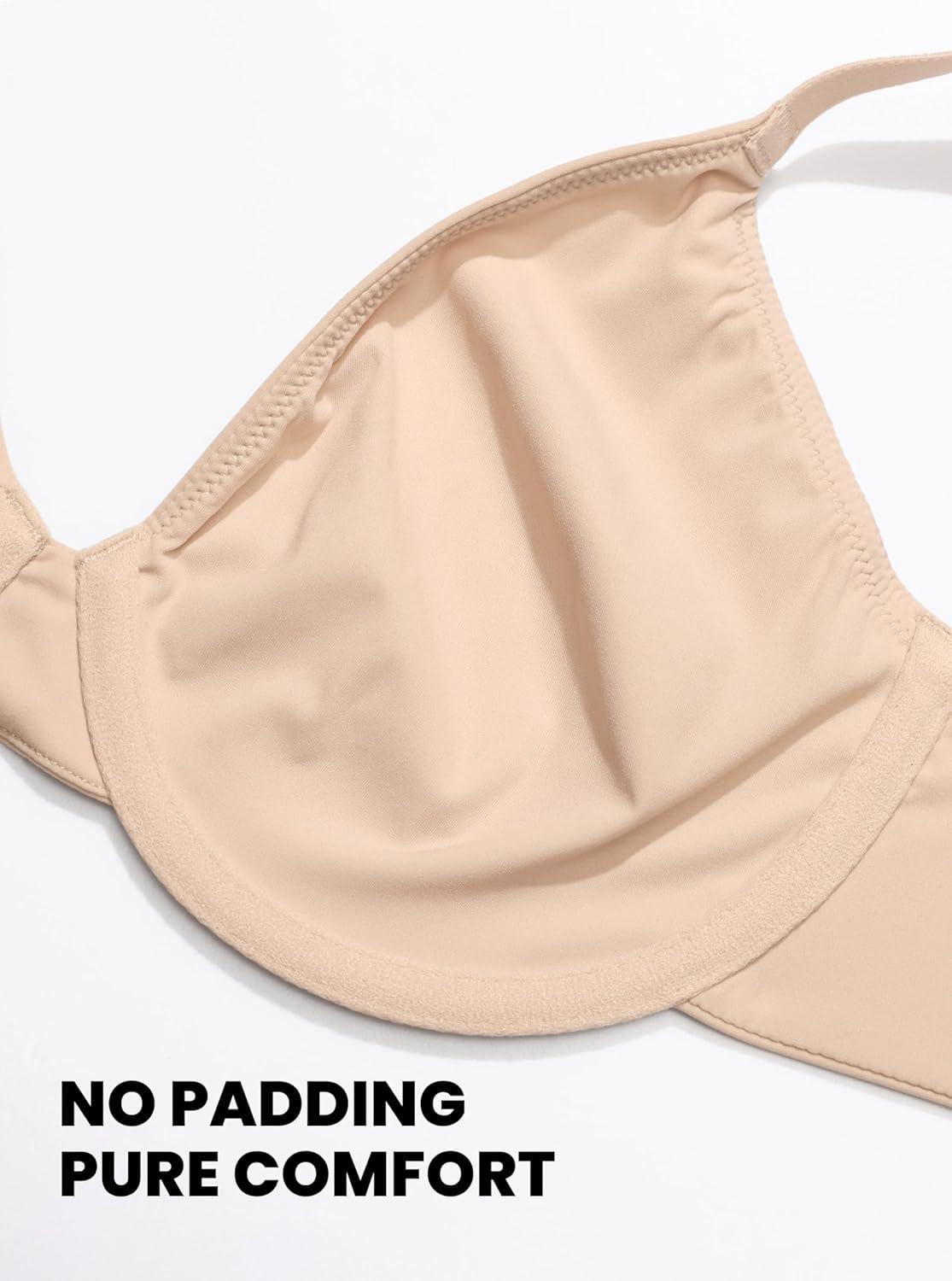 imageDOBREVA Womens Demi Unlined Bra Underwire Balconette Plus Size Bras Supportive PlungeBeige