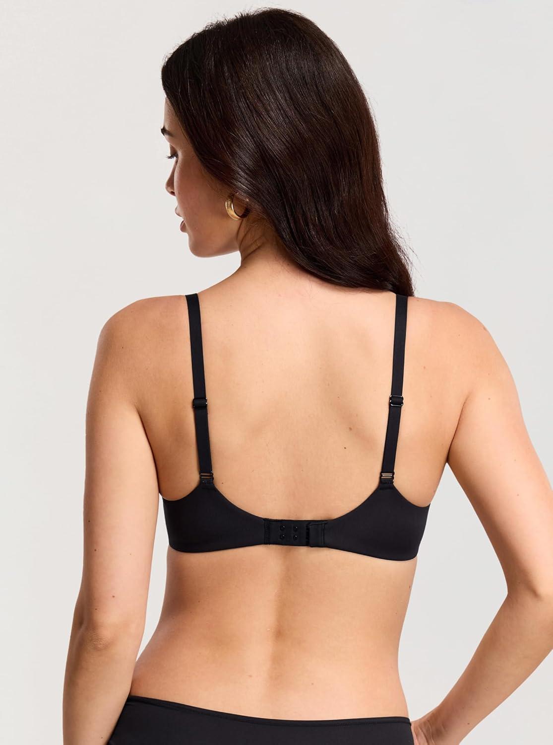 imageDOBREVA Womens Demi Unlined Bra Underwire Balconette Plus Size Bras Supportive PlungeBlack