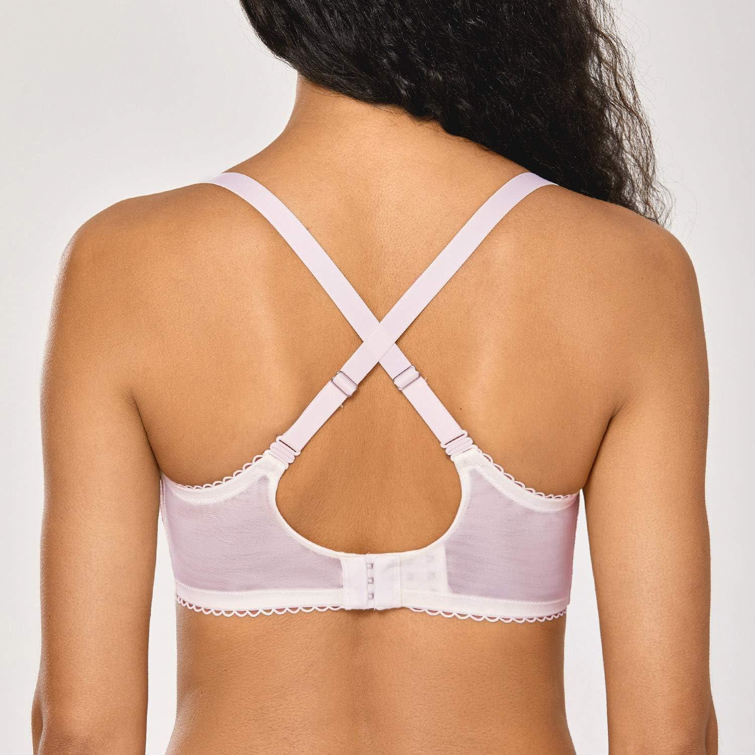 imageDOBREVA Womens Sexy Lace Push Up Plus Size Bra Sheer Balconette Underwire UnlinedLilaceyelash Lace