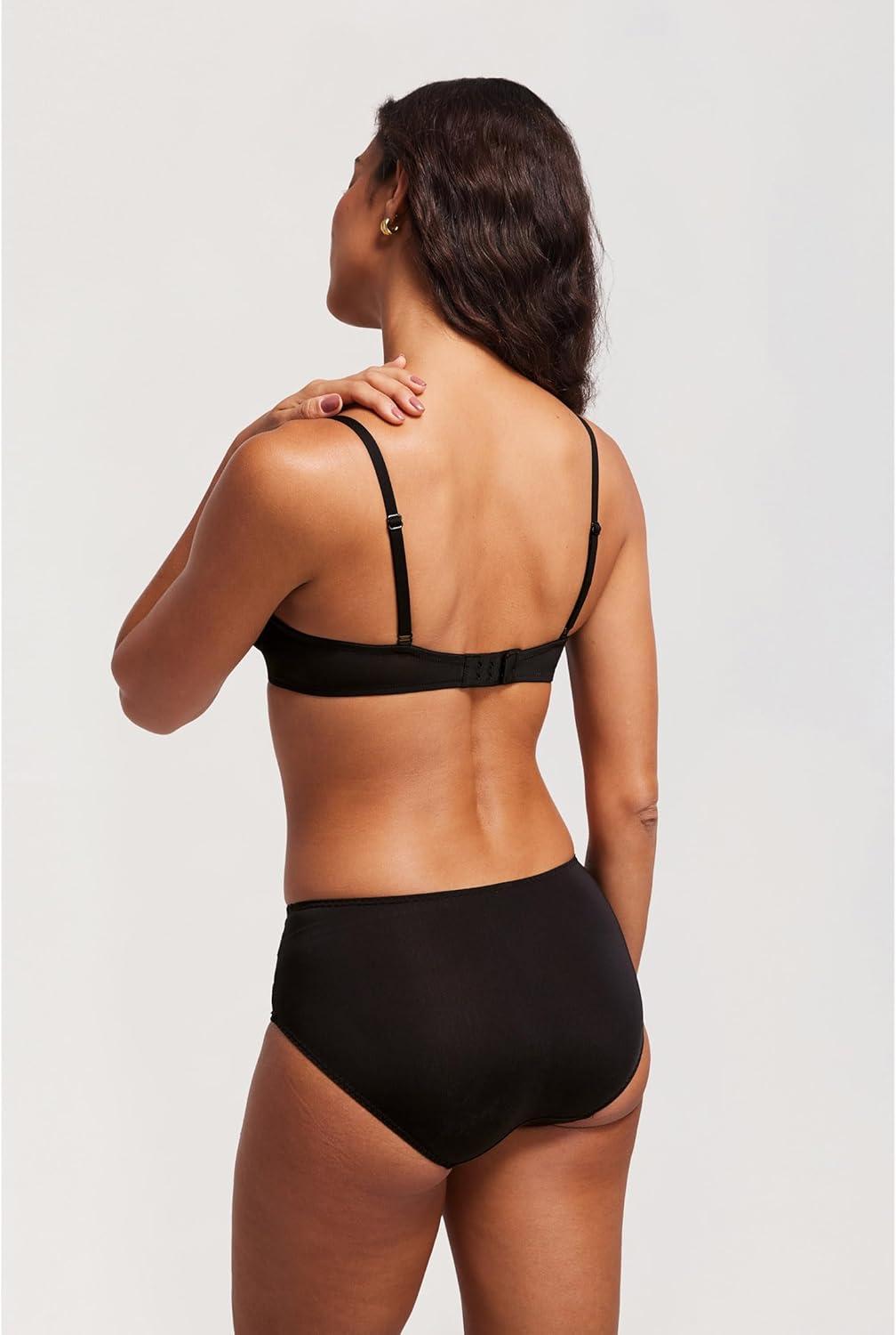 imageDOBREVA Womens Sheer Mesh Balconette Bra Sexy Unlined Demi Underwire Bras Lace Plus SizeBlack