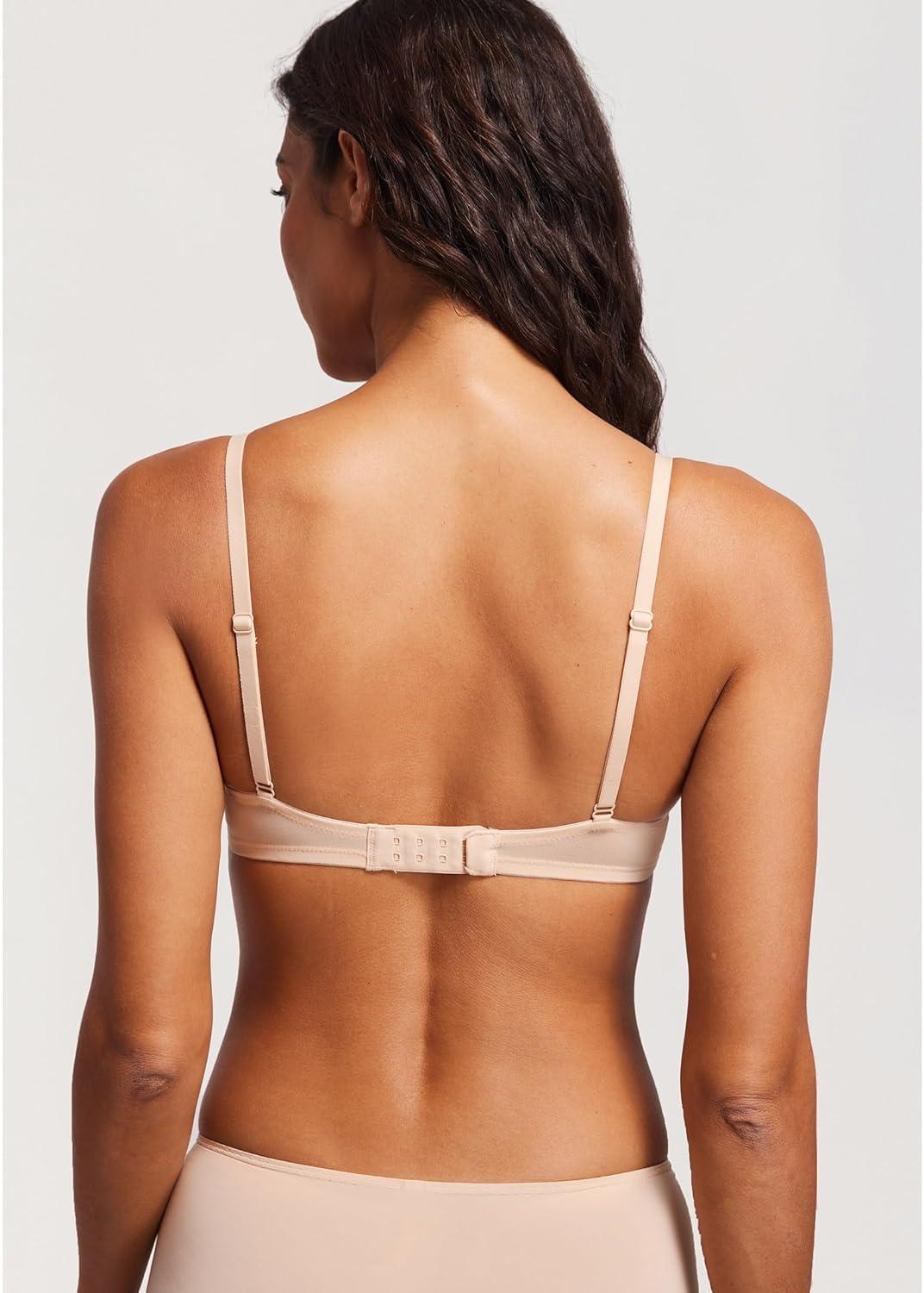 imageDOBREVA Womens Triangle Mesh Bralette Sexy Sheer Plunge Wireless Bra Lace TrimBeige