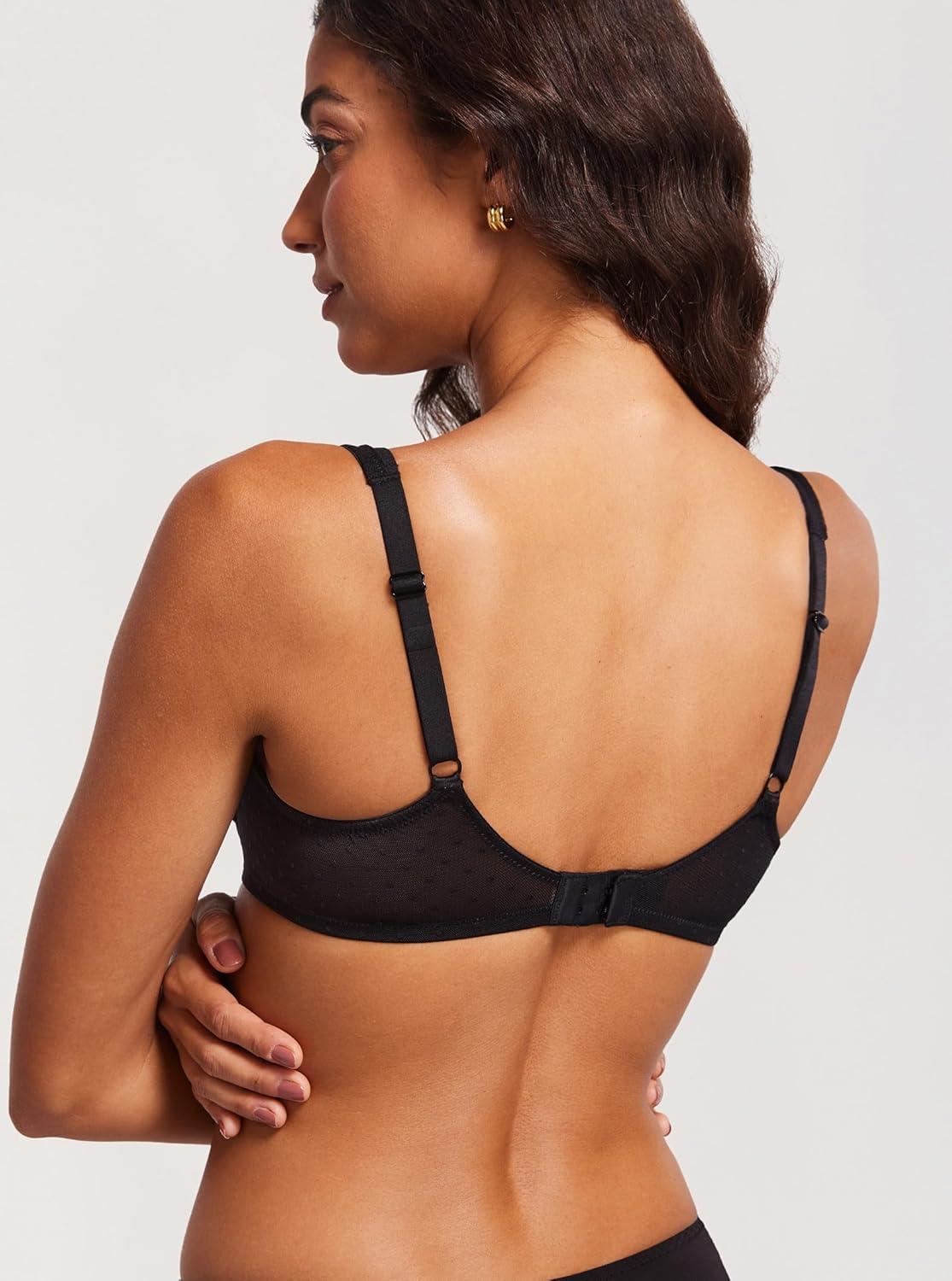 imageDOBREVA Womens Unlined Balconette Mesh Bra Square Neck Sheer See Through Underwire Bras Plus SizeBlack