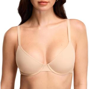 DOBREVA Women’s Demi Unlined Bra Underwire Balconette Plus Size Bras Supportive Plunge(Beige)
