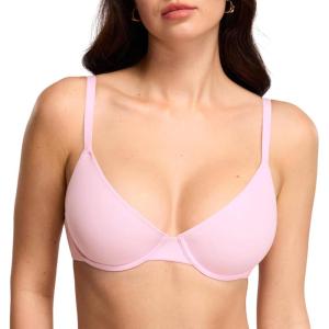 DOBREVA Women’s Demi Unlined Bra Underwire Balconette Plus Size Bras Supportive Plunge(Sweet Pink)