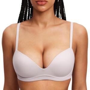 DOBREVA Women’s Push Up Bra No Underwire Comfortable Wireless Bras Padded Plunge(Crag Grey)