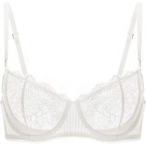 DOBREVA Women’s Sexy Lace Push Up Plus Size Bra Sheer Balconette Underwire Unlined(Ivory_eyelash Lace)