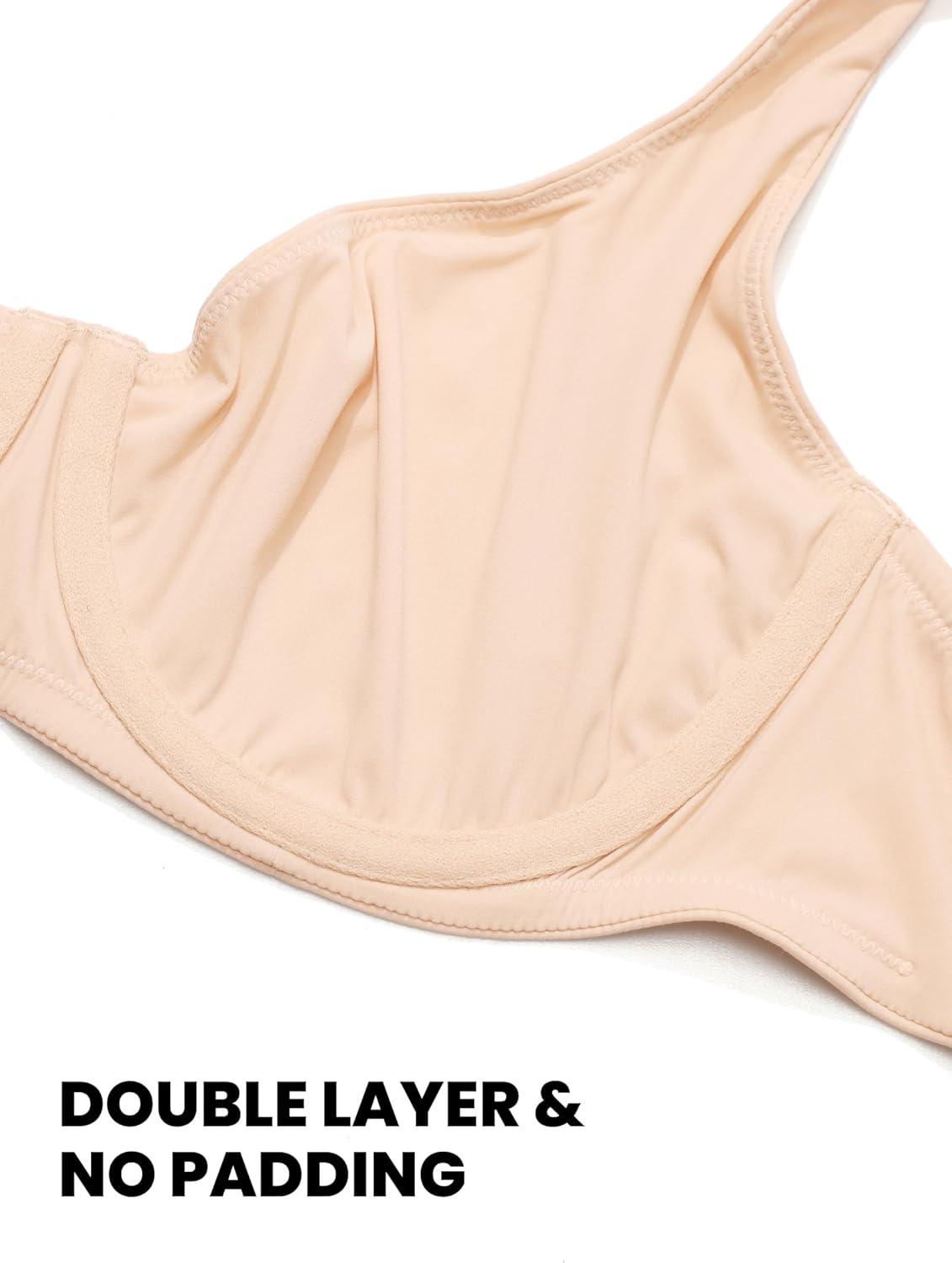 imageDOBREVA Womens Unlined Balconette Bra Underwire Supportive Plus Size Smooth Scoop NeckBeige Unlined