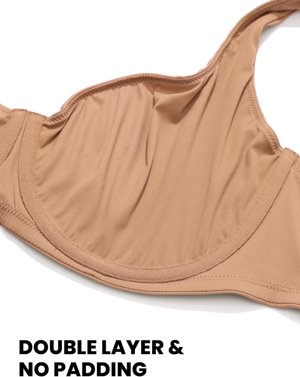 imageDOBREVA Womens Unlined Balconette Bra Underwire Supportive Plus Size Smooth Scoop NeckGravel Beige Unlined