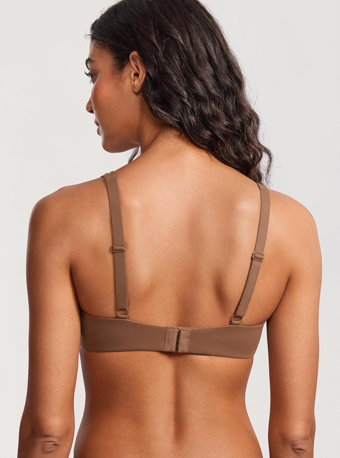 imageDOBREVA Womens Unlined Balconette Bra Underwire Supportive Plus Size Smooth Scoop NeckSandalwood Brown2 Unlined