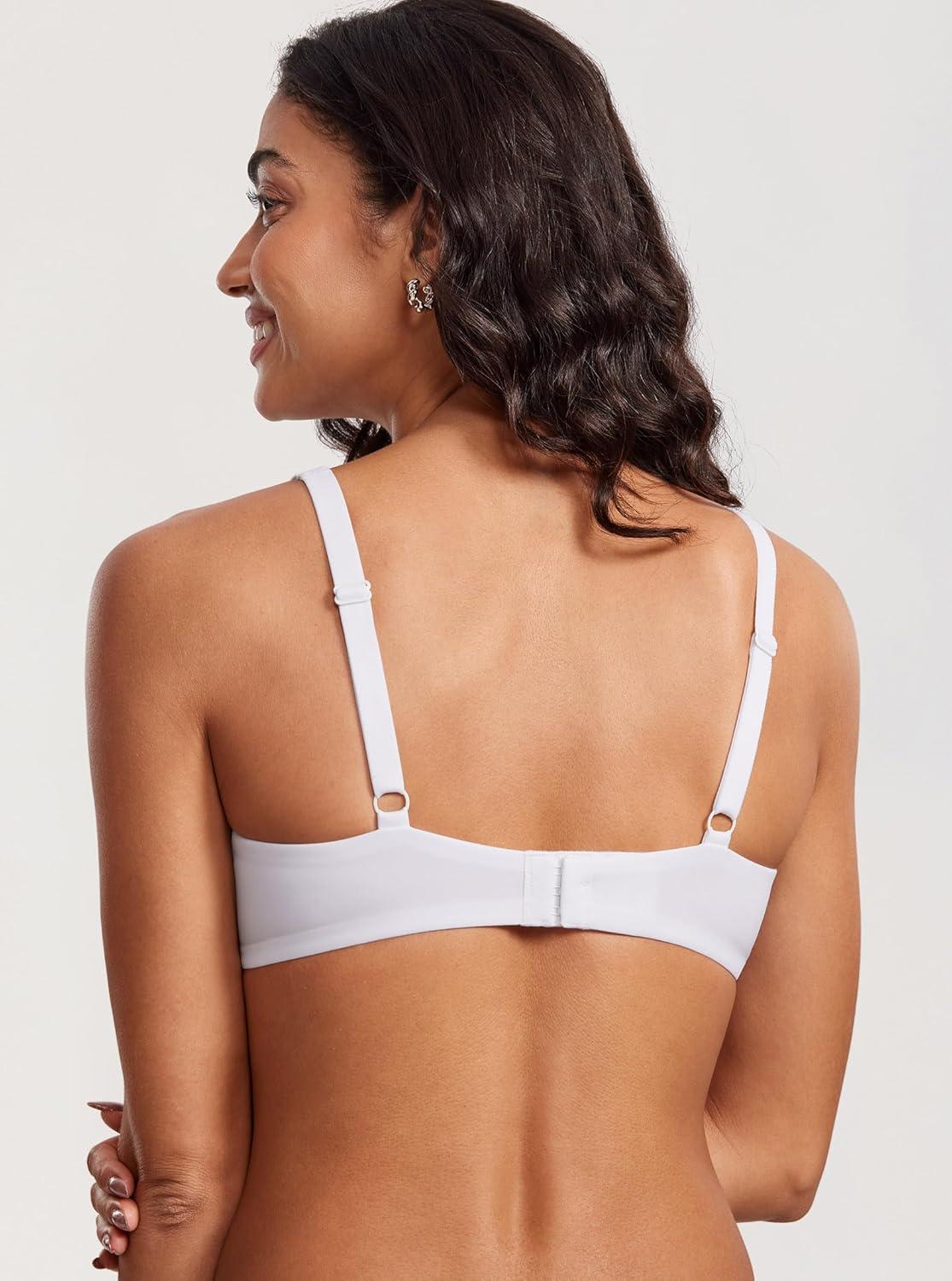 imageDOBREVA Womens Unlined Balconette Bra Underwire Supportive Plus Size Smooth Scoop NeckWhite Unlined