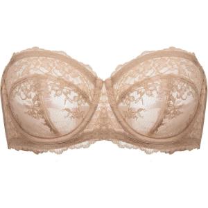 DOBREVA Unlined Lace Strapless Bra Sexy See Through Plus Size Convertible Underwire Bras(Natural – Unlined)