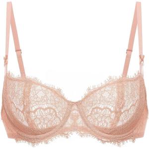 DOBREVA Women’s Balconette Sexy Unlined Bra Lace Push Up Plus Size Bras See Through Underwire(Blush Beige)