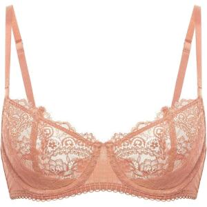 DOBREVA Women’s Balconette Sexy Unlined Bra Lace Push Up Plus Size Bras See Through Underwire(Cream Coffee)