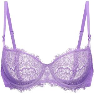 DOBREVA Women’s Balconette Sexy Unlined Bra Lace Push Up Plus Size Bras See Through Underwire(Sky Purple)