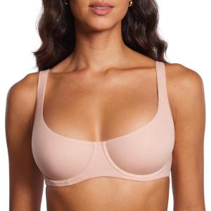 DOBREVA Women’s Unlined Balconette Bra Underwire Supportive Plus Size Smooth Scoop Neck(Blush Beige – Unlined)