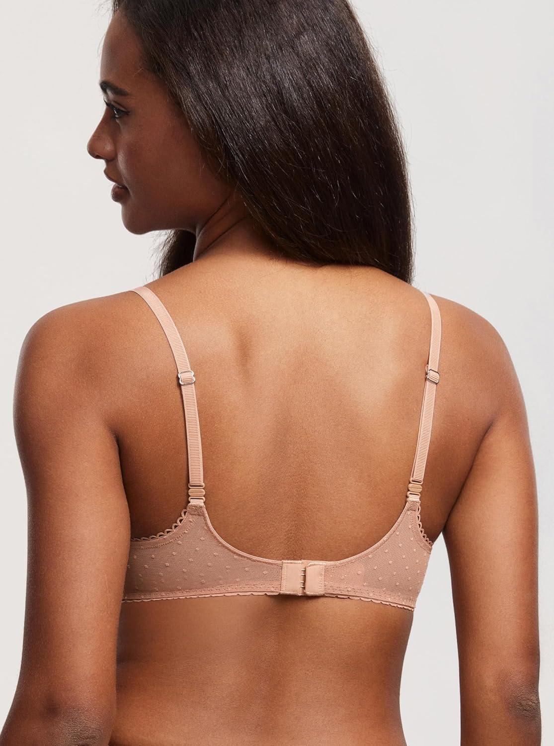 imageDOBREVA Womens Balconette Lace Bra See Through Demi Sheer Mesh Plus Size UnderwireCream Coffee