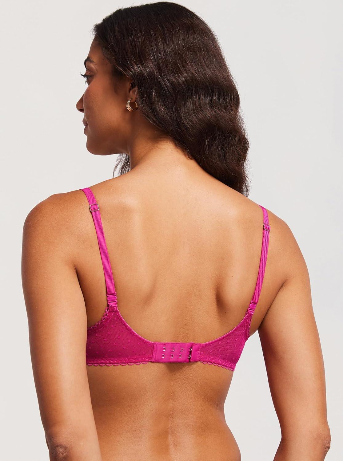 imageDOBREVA Womens Balconette Lace Bra See Through Demi Sheer Mesh Plus Size UnderwireGranita Pink