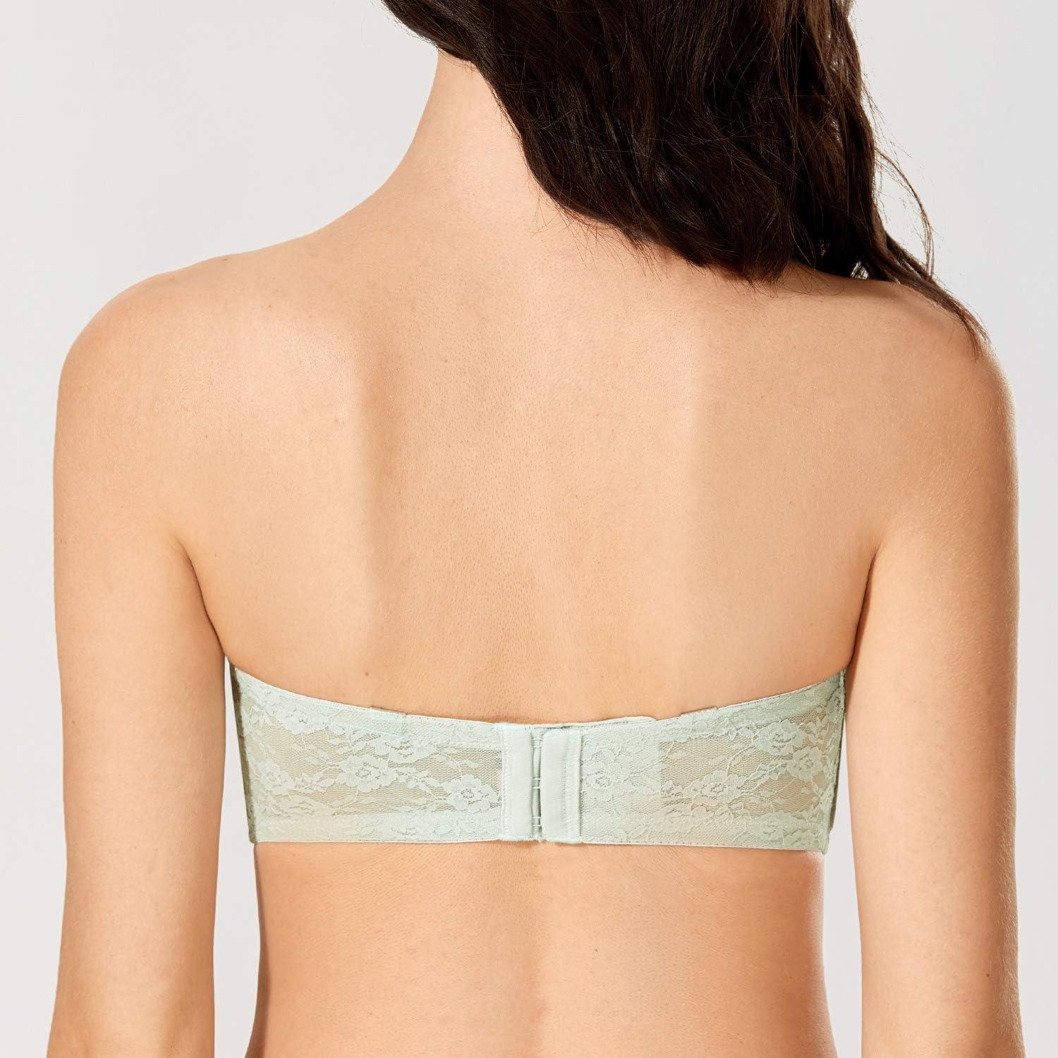 imageDOBREVA Womens No Padding Strapless Lace Bra Underwire Multiway SeeThroughMint Green