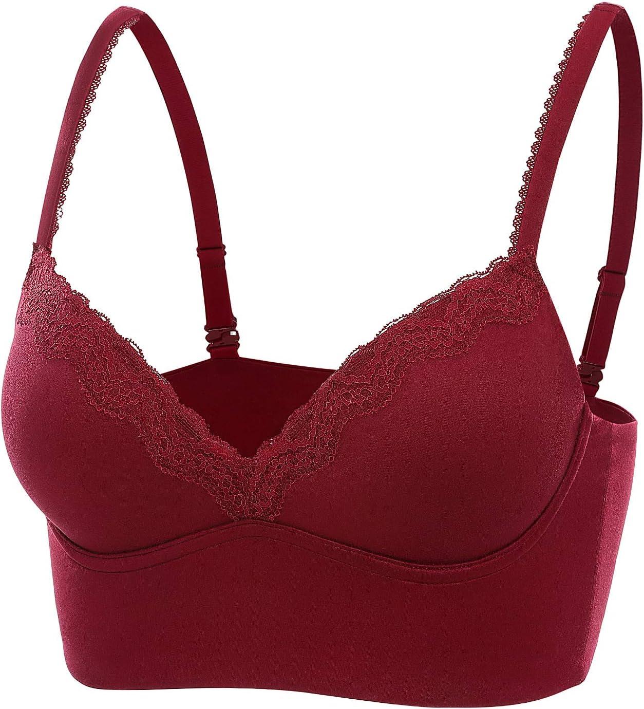 imageDOBREVA Womens Push Up Bra Wireless Padded No Underwire Back Smoothing Bralettes Sports BrasCerise