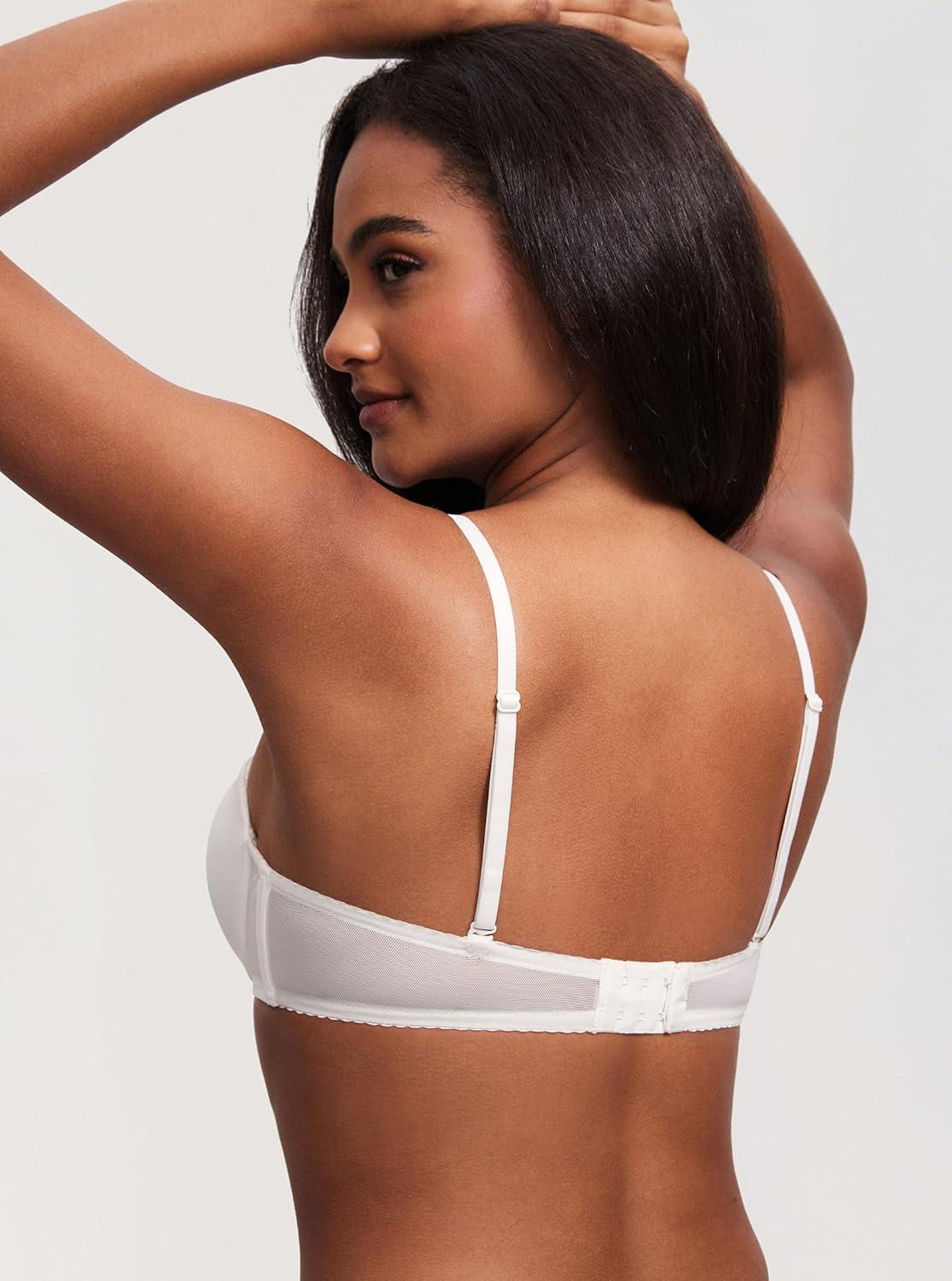 imageDOBREVA Womens Strapless Push Up Bra Plus Size Padded Underwire Multiway BandeauCoconut White