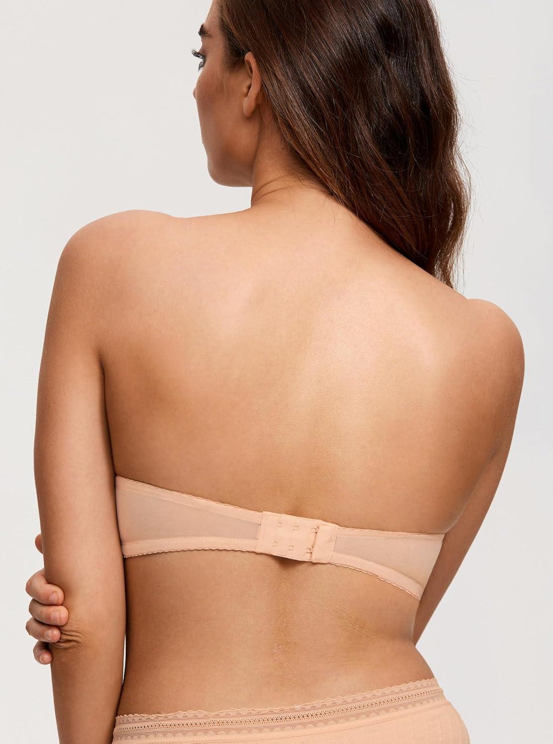 imageDOBREVA Womens Strapless Push Up Bra Plus Size Padded Underwire Multiway BandeauCream Peach
