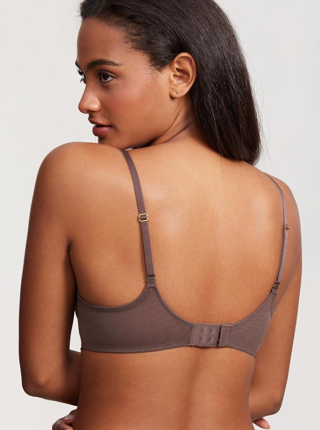 imageDOBREVA Womens Unlined Balconette Bra Sexy Lace Sheer Underwire Large Breasts Demi CupToasted Brown