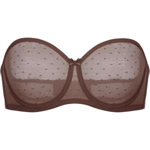 DOBREVA Women’s Mesh Strapless Bra Sheer Unlined See Through Underwire Bras Plus Size(Hazelnut)