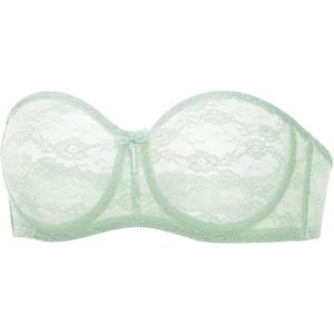 DOBREVA Women’s No Padding Strapless Lace Bra Underwire Multiway See-Through(Mint Green)