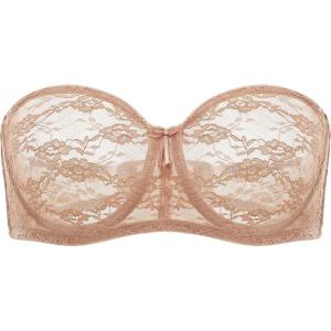 DOBREVA Women’s No Padding Strapless Lace Bra Underwire Multiway See-Through(Natural)