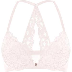 DOBREVA Women’s Push Up Bra Racerback Front Closure Bras Lace Padded Underwire Plunge Floral(Rose White)