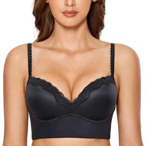 DOBREVA Women’s Push Up Bra Wireless Padded No Underwire Back Smoothing Bralettes Sports Bras(Black)