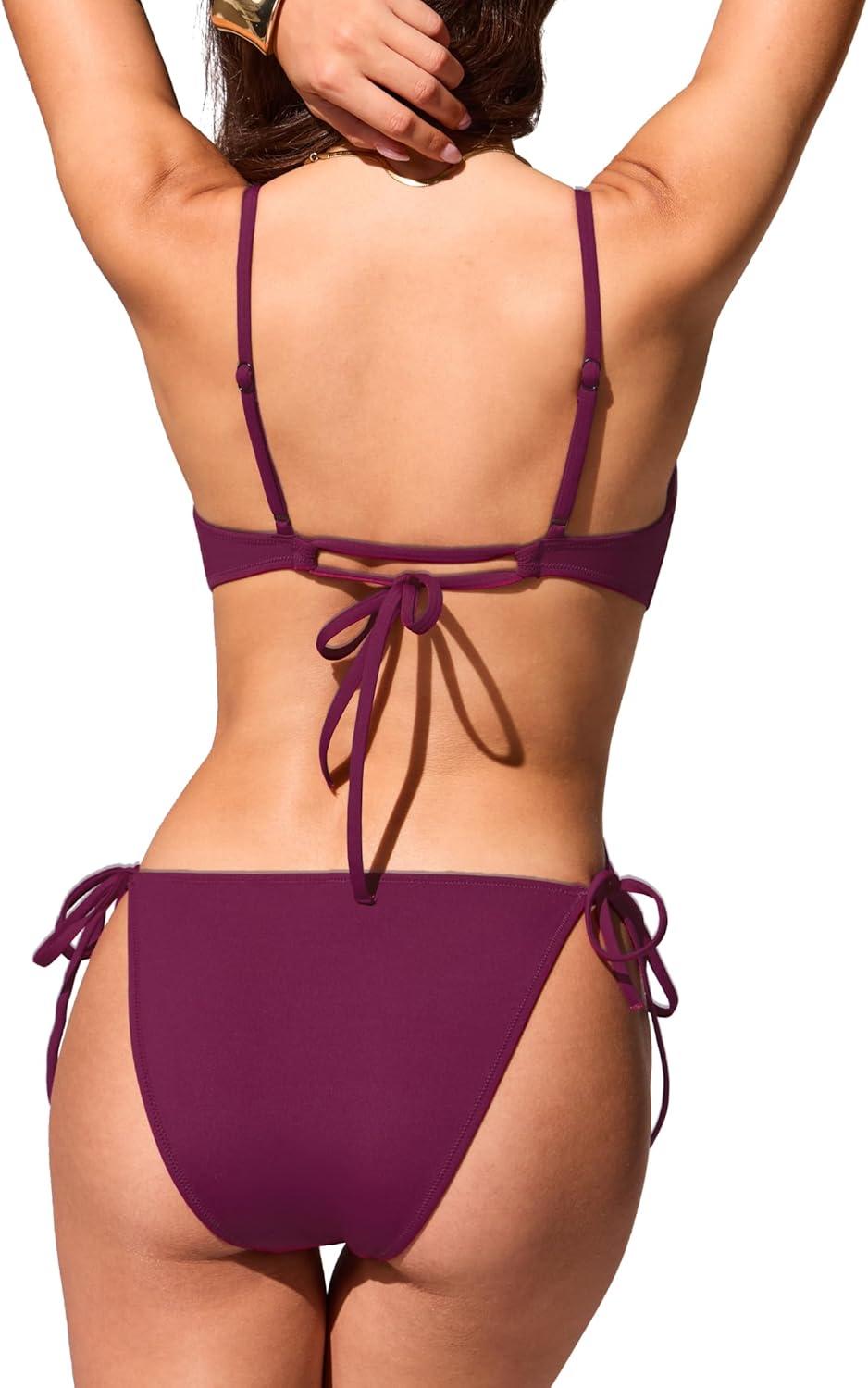 imageDOBREVA Womens One Piece Swimsuit Strappy Backless Bathing Suit V Neck Cutout Sexy Open Back Lined Adjustable SwimwearFuchsia