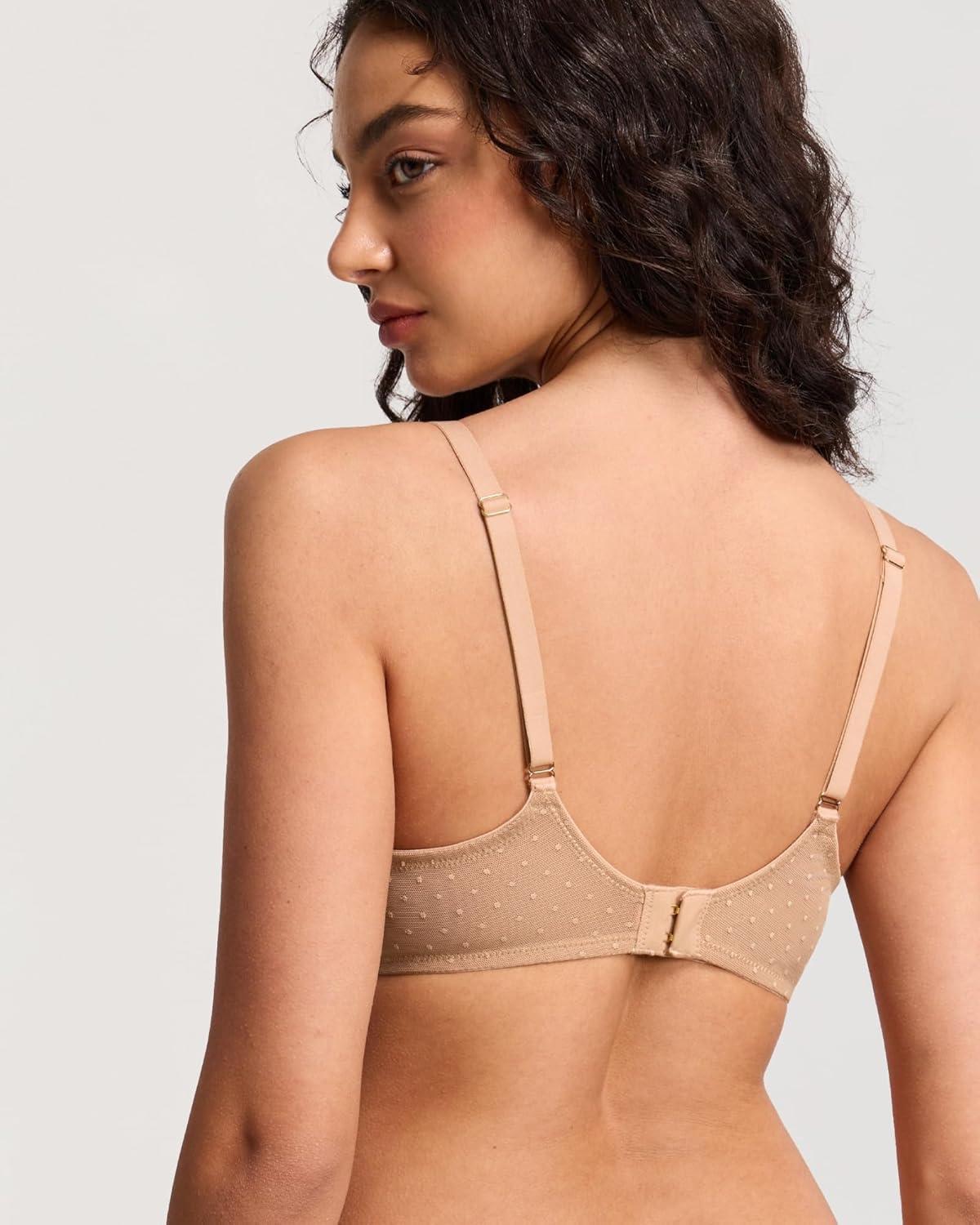 imageDOBREVA Womens Sheer Mesh Unlined Demi Bra Seamless Underwire See Through Sexy Everyday BrasNatural