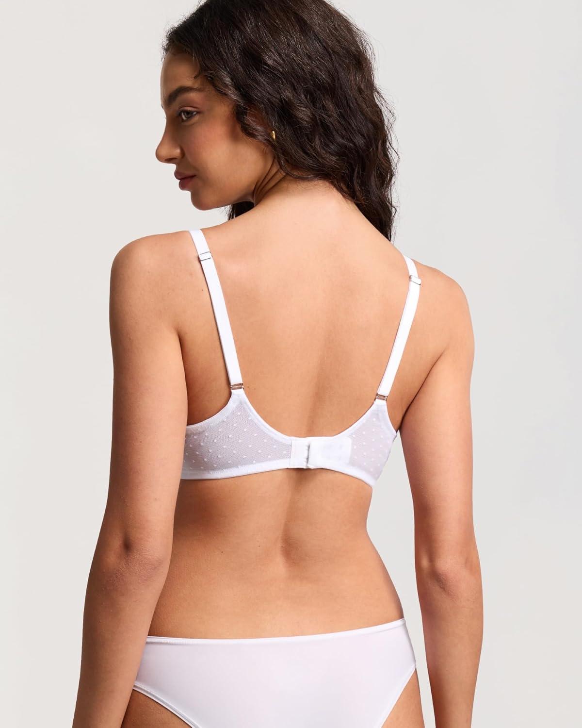 imageDOBREVA Womens Sheer Mesh Unlined Demi Bra Seamless Underwire See Through Sexy Everyday BrasWhite