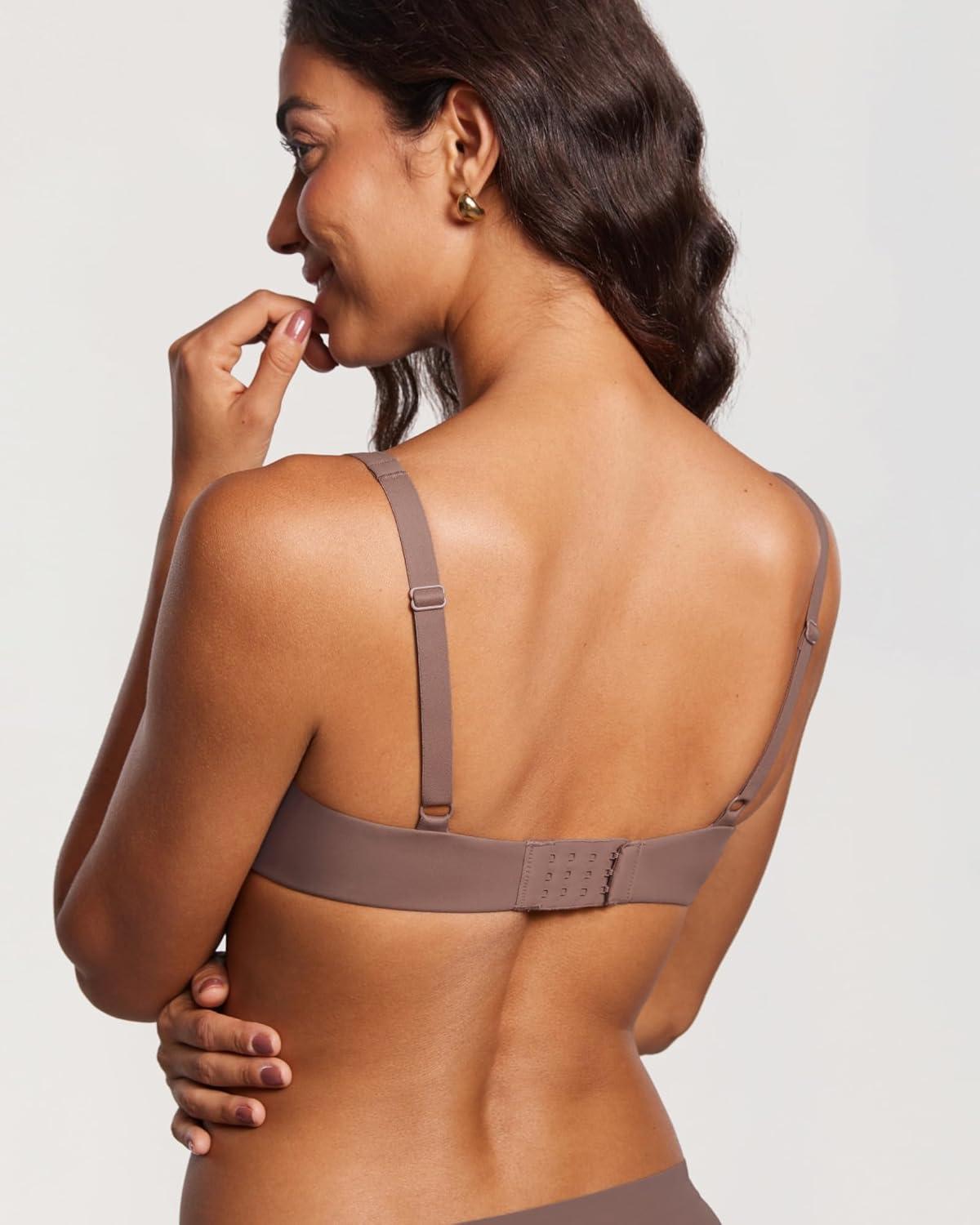 imageDOBREVA Womens Unlined Balconette Bra Underwire Supportive Plus Size Smooth Scoop NeckBrown Purple Unlined