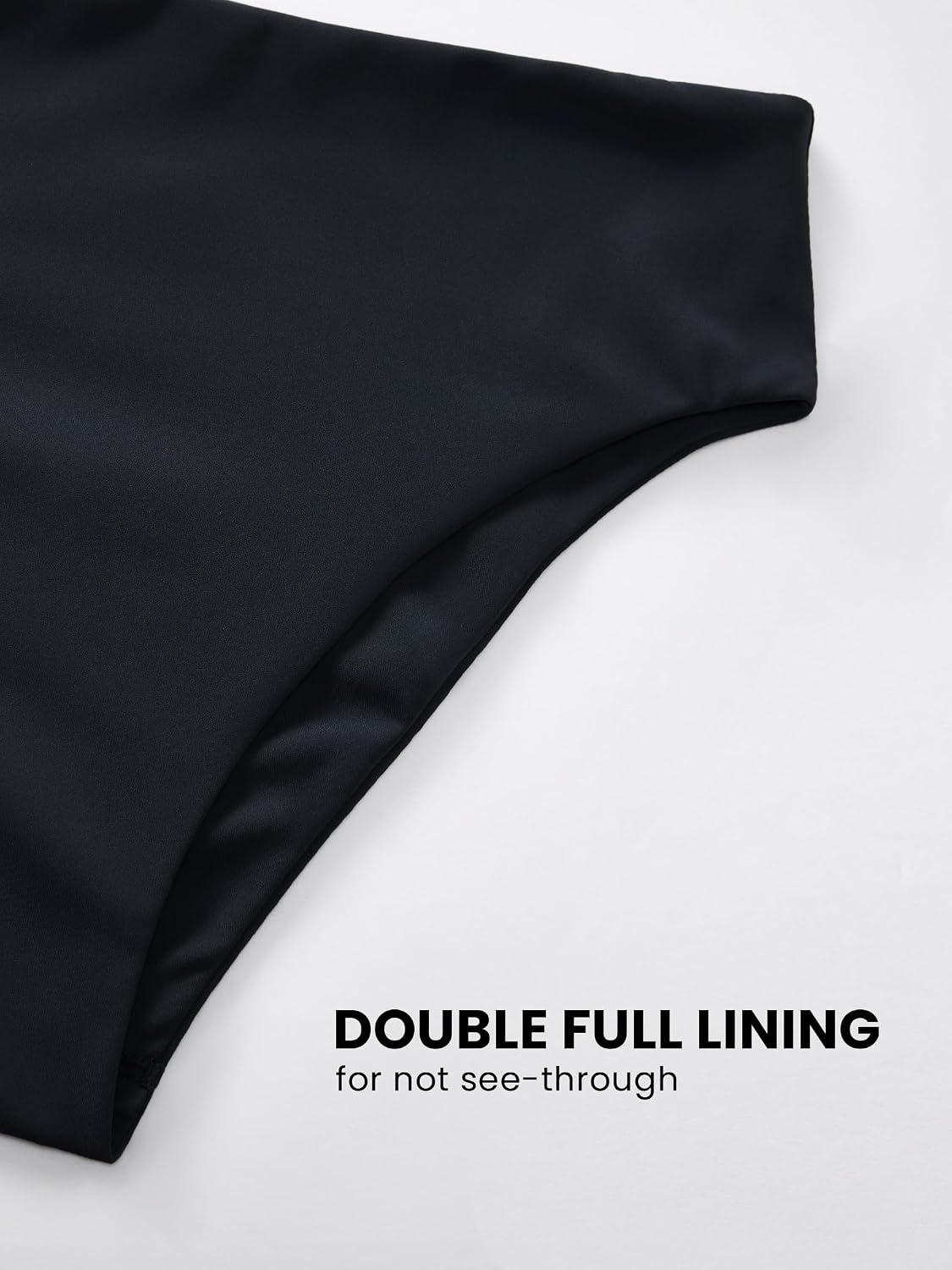 image:imageDOBREVA Womens High Waisted Bikini Bottoms Soft Gentle Compressive Fabric Full Lining High Cut Cheeky Bathing Suit Bottom Swim Briefs For beach pool vacationBlack
